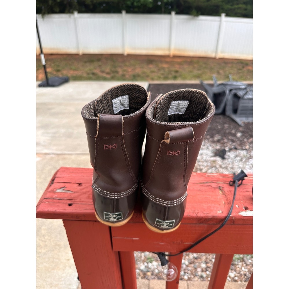 GH Bass Harlequin Brown Waterproof Duck Boots Wms 9M Leather Rubber/Rain Boot - Picture 7 of 13